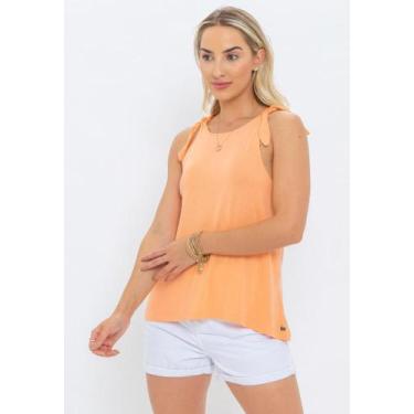 Imagem de Camiseta Básica Bolsinho Feminina Le Julie, Laranja, P