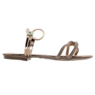 Imagem de Sandália Rasteira Infantil Menina Fashion Fz 907-65 Dourada, 28, Cobre