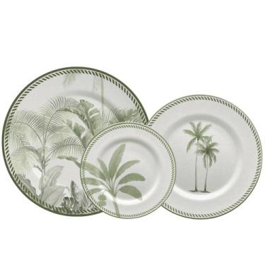Imagem de Aparelho de Jantar Jogo Pratos Kit 12 Peças Caraiva Acetinado Cerâmica