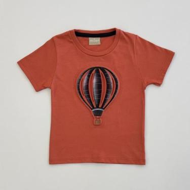 Imagem de Camiseta Milon Infantil Menino Laranja Balão em Relevo Verão Moda Kids