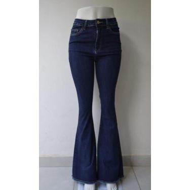 Imagem de Calça Jeans Print Flare Lavagem Escura Tamanho 36