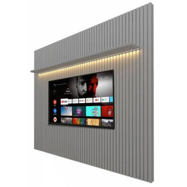 Imagem de Painel para TV 2.3 Ripado com LED Nobre Cinza - Gelius Móveis