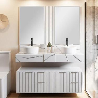 Imagem de Conjunto para Banheiro Bancada em Porcelanato para Cuba de Apoio, Armá