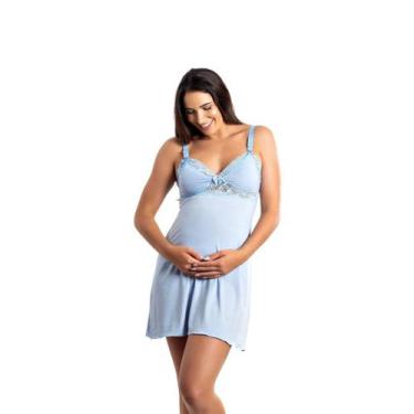 Imagem de Camisola Amamentação com Renda e Click Maternidade - Roupa De Dormir, 