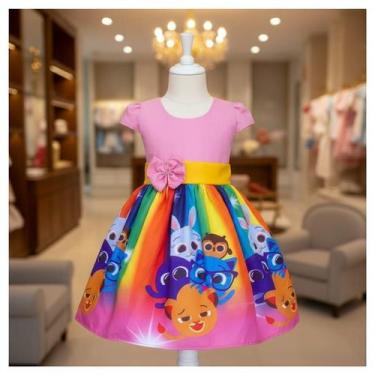 Imagem de Vestido Infantil Temático Simples Bolofofo Arco-íris - aurea, G