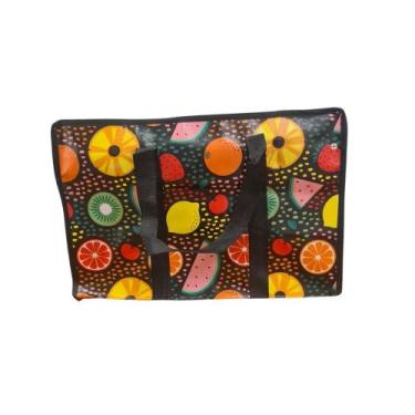 Imagem de Bolsa Mala Sacola Feira Viagem Armazenamento Multiuso Dobrável em Lona