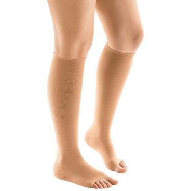 Imagem de Meia 3/4 Malha Plana Flat Soft 20-30mmHg Aberta Bege XG Longa - Venosa
