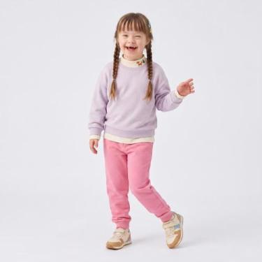 Imagem de Calça Moletom Menina Infantil Com Punho Upalôo, Rosa, 08