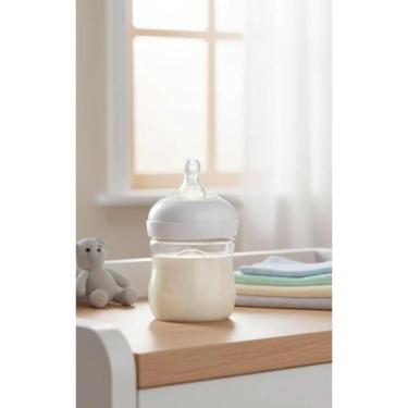 Imagem de 2x Mamadeira Bebê 125ml Fluxo Lento Branco Segura BPA-Free - Congratul
