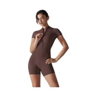 Imagem de Macacão De Yoga Feminino De Manga Curta, Roupas De Treino, Bodysuit De