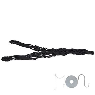 Imagem de Saco de rede de alimentação suspenso, porta-fruteiras de frango para atrair galinhas forte para galo para galinha para papagaios(Rede preta + garfo de frutas com corrente)