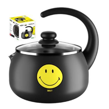 Imagem de Chaleira Smiley Alumínio 2 Litros Chá Café Com Tampa Vidro Cozinha - 7104 Brinox