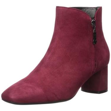 Imagem de Marc Joseph New York Bota feminina de couro luxuosa no tornozelo com zíper, Rouge Nubuck, 6.5