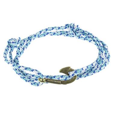 Imagem de West Coast Paracord Pulseira masculina ajustável com âncora náutica e gancho de peixe - Disponível em uma variedade de acabamentos e cores - feita de corda de nylon, Bronze Nylon,