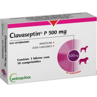 Imagem de Antibiótico Vetoquinol Clavaseptin P 500 mg para Cães e Gatos - 10 Comprimidos