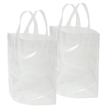 Imagem de Bolsa transparente grinderPUNCH com alça de laço macia, 30,48 cm x 30,48 cm x 15,24 cm de espessura, plástico, compras, lancheira, estádio, sacola, Clear (2 Count), 2 Count