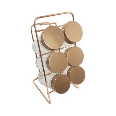 Imagem de Conjunto Porta Condimentos Temperos Rose Gold 7 Peças Etilux Hauskraft