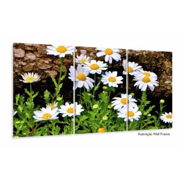 Imagem de Quadro Decorativo Paisagem Flores Tela Em Tecido 3 Peças