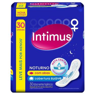 Imagem de Absorvente Intimus Noturno Cobertura Suave com Abas 30 Unidades