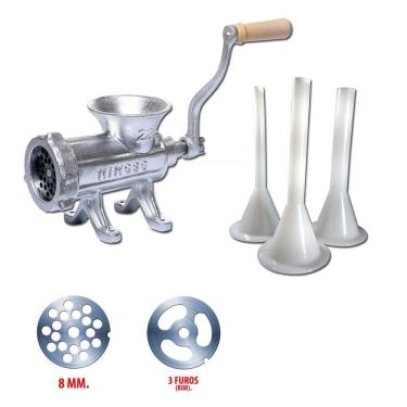 Imagem de Maquina De Moer Carne Manual Nº 22 P C/2 Discos E 3 Funis