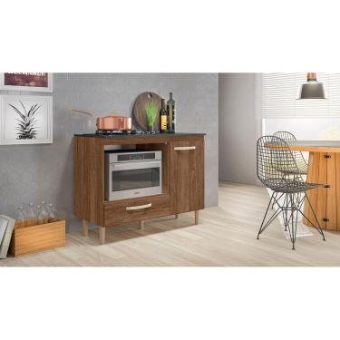 Imagem de Balcao de Cozinha para Cooktop com 1 porta e 1 gaveta Fit 105 Rustico Evora Nicioli