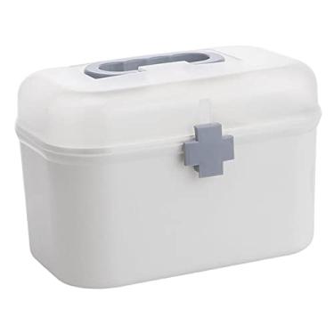 Imagem de Estojo de transporte portátil de primeiros socorros organizador organizador armário bandeja removível de armazenamento de remédios para, 26,5x15,5x18cm