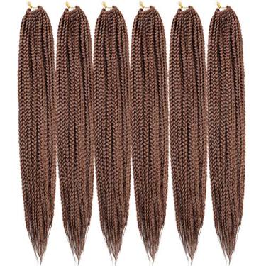 Imagem de Mayloss 6 Pacotes/lote (14/18/24/30) polegada 1 cm 20 Fios/pacote 3X Caixa Fina Trança Crochet Extensionin de Cabelo Diâmetro 3X Trança Sintética Extensões de Cabelo Crochet Tranças Cor de Cabelo (18 polegad, 30)