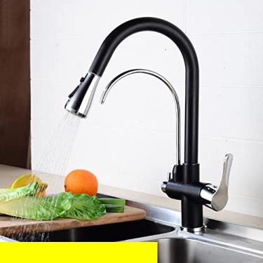 Imagem de Torneira de cozinha 4 polegadas pull down torneira de cozinha com torneira filtrada automática para água potável 360 ° torneira de rotação, sem toque, blackchrome