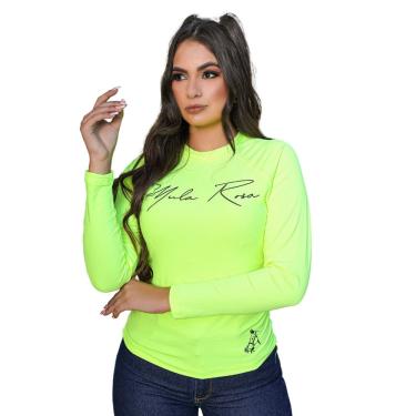 Imagem de Camiseta Feminina Térmica Uv50 + Verde Neon Mula Rosa