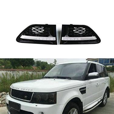 Imagem de 2 peças de cobertura de ventilação lateral para para-lama de malha para decoração de grade serve para Land Rover Range Rover Sport 2006-2013 - preto e prata