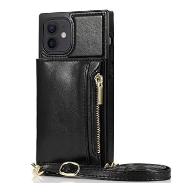 Imagem de XD Designs Capa para iPhone 13/13 Pro/13 Pro Max, capa carteira transversal com zíper porta-cartão de crédito bolsa de cordão 10 metros capa de proteção contra quedas, preta, 13 pro max 6,7 polegadas