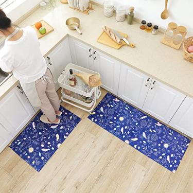 Imagem de youyoucool Tapete de cozinha, 2 peças, tapetes e tapetes de cozinha, tapete acolchoado antifadiga, conjunto de tapetes de cozinha antiderrapantes à prova d'água para cozinha, escritório, pia 51 x 78