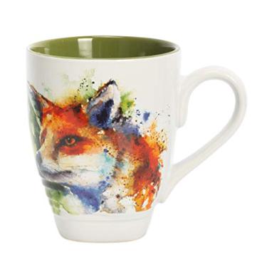 Imagem de DEMDACO Fox Aquarela Verde sobre Branco 355 ml Caneca de Grés Brilhante com Alça