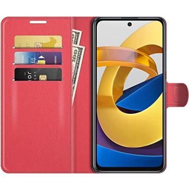Imagem de Capa Capinha Carteira Para Xiaomi Poco M4 Pro 5g Tela 6.6 Case Couro Flip Wallet 360 (Vermelha)