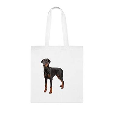 Imagem de Sacola engraçada Doberman Pinscher, presente para cachorro Doberman Pinscher, presente para Doberman Pinscher, aniversário de cachorro Doberman Pinscher sacola reutilizável para cachorro Doberman Pinscher, Branco