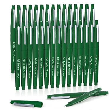 Imagem de Lelix Canetas com ponta de feltro, pacote com 30 verdes, ponta média de 0,7 mm, canetas marcadoras de ponta de feltro para diário, escrita, anotações, planejador, perfeitas para escola, escritório e