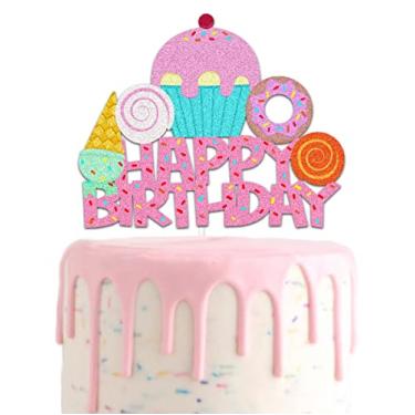 Imagem de Donut Cake Toppers Candyland Cake Decoration with Lollipops Ice Cream Cupcake Donuts for Candyland themed Birthday Party