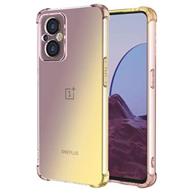 Imagem de Vokuha Capa para OnePlus Nord N20 5G, capa para OnePlus N20, capa protetora para telefone traseira de TPU flexível à prova de choque com gradiente transparente bonito para OnePlus Nord N20 5G (preto/dourado)