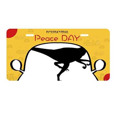 Imagem de DIYthinker Placa de identificação de osso em miniatura com ossos de dinossauro, decoração de carro, dia da paz