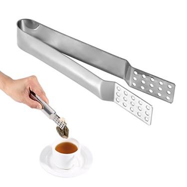 Imagem de Espremedor de saquinhos de chá de aço inoxidável, grampos de saquinho de chá, pinça de espremedor de chá, infusor de chá de ervas, pinças úteis de cozinha, aderência de suporte de coador, ferramentas de metal para bar de cozinha