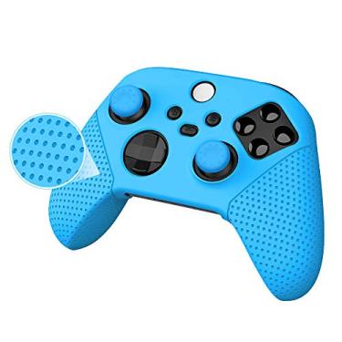 Imagem de ECHZOVE Capa de silicone para controle Xbox Series X/S, capa de borracha para controle Xbox Series X/S com alças de polegar - azul