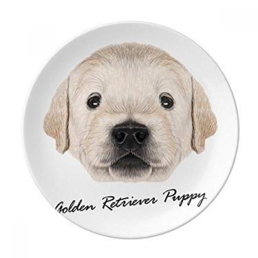 Imagem de Trained Golden Retriever Placa de animal de cachorro decorativa de porcelana Salver Prato de jantar