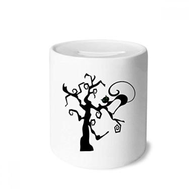 Imagem de DIYthinker Caixa de dinheiro laranja Hallowmas da Árvore de gato para Halloween Caixa de moedas de cerâmica Presente de cofrinho