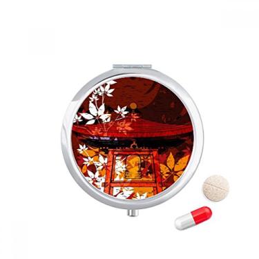 Imagem de Estojo de comprimidos estilo japonês, folhas do pavilhão, caixa de armazenamento de medicamentos, dispensador de recipiente