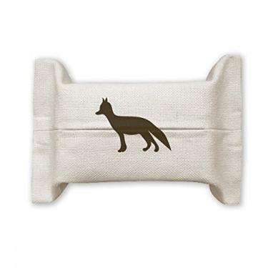 Imagem de Bolsa de linho de algodão com desenho de animal fofo de raposa preta