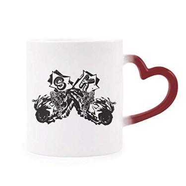 Imagem de Caneca preta de motocicleta com estampa sensível ao calor e cor vermelha