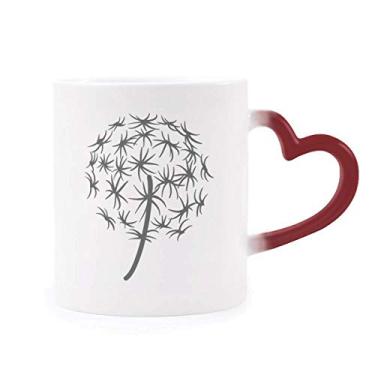 Imagem de Caneca de flor sensível ao calor com contorno de dente-de-leão vermelha que muda de cor vermelha