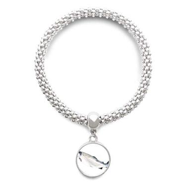 Imagem de DIYthinker Pulseira de prata pequena com pingente de corrente ajustável de peixe oceano para atividades frescas
