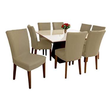 Imagem de Capa Para Cadeira Malha Lavável Com Kits de 4, 6 e 8 Unidades (6, Bege)