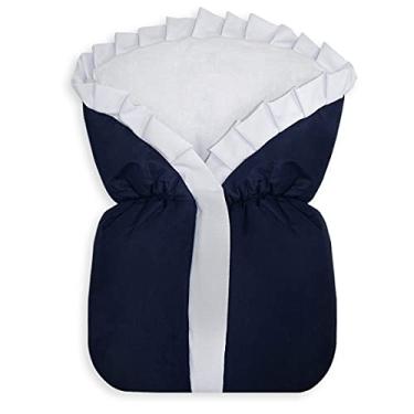 Imagem de Saco de Bebê 100% Algodão Nanna Baby - Marinho Babado com Branco